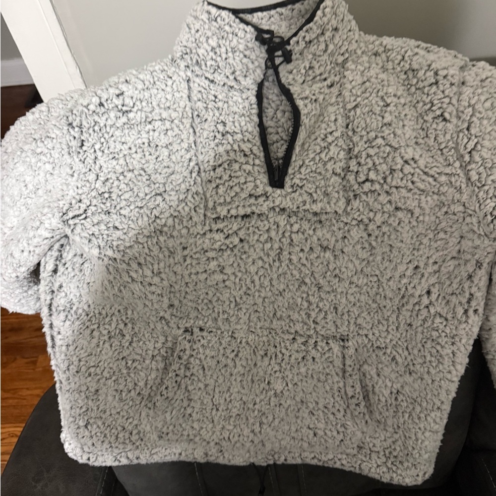 Cozy Gray Sherpa Pullover